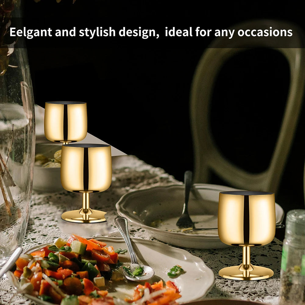 Stainless Steel Wine Glass Stainless Steel Stemmed Goblets Drinkware For Outdoor Party Wedding